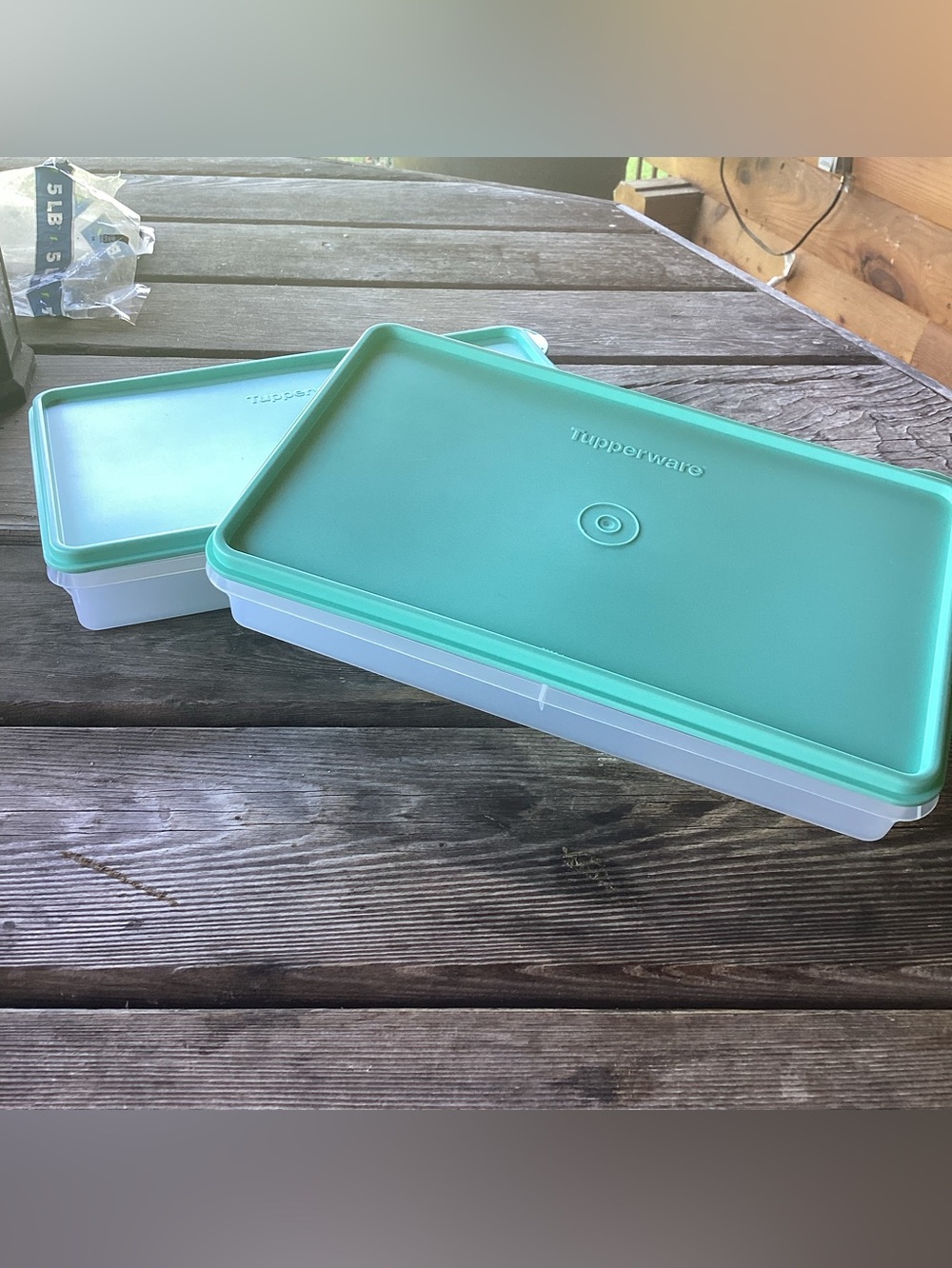 Tupperware Snack-Stor Jr - set of 2 containers in Mint Ice Cream color